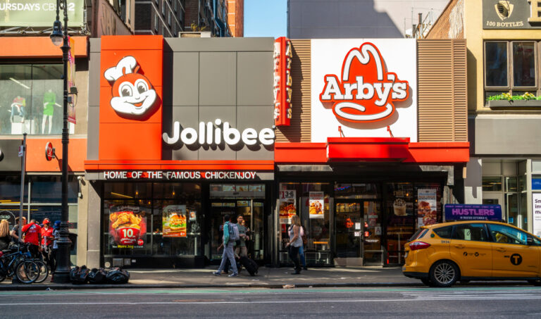 Jolllibee next to Arby’s in Midtown Manhattan in New York, September 29, 2019.