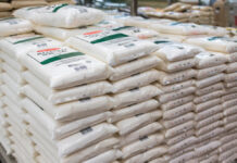 Sugar import ban to stay another year Manila, Philippines - Sept 2020: A pile of 2 kilo white sugar bags on display at a supermarket
