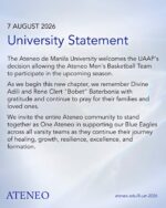 Ateneo welcomes UAAP ruling, says Blue Eagles’ return marks healing journey Ateneo welcomes UAAP ruling, says Blue Eagles’ return marks healing journey